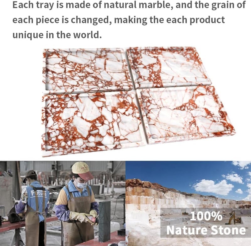 Future stone 100% Natural Marble Serving Tray Luxury Marble Storage Tray for Home Decor Stone Tray for Bathroom/Kitchen/Vanity/Dresser,Plate Holder for Tissues, Candles, Towel - Image 3